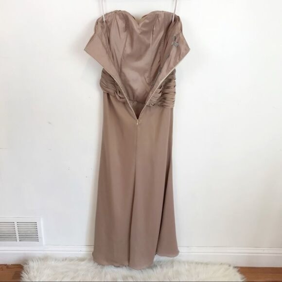 Franssical A-Line mother of bride dress & Bolero jacket tan color size 6 - Picture 9 of 16